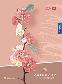 Iskolai HETI határidőnapló (rózsaszín virág) - Fóliázott, kellemes, puha tapintású, elegáns tanári határidőnapló, B5-ös méret, színes jelzőszalaggal. MS-8402B