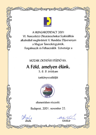 HUNDIDAC 2001 Arany Díj
